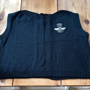 Eckhaus Latta Black Sleeveless Sweater Vest with Bee Insignia